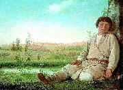 Alexey Gavrilovich Venetsianov Dreaming little shepherd oil painting on canvas